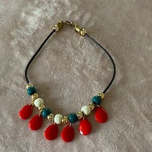 Elegant Red and Gold Teardrop Necklace